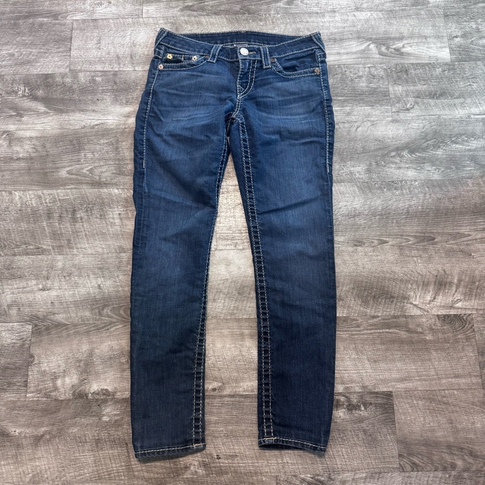 True Religion Big T Earthworm Skinny Jeans Low Rise Womens Sz. 28
